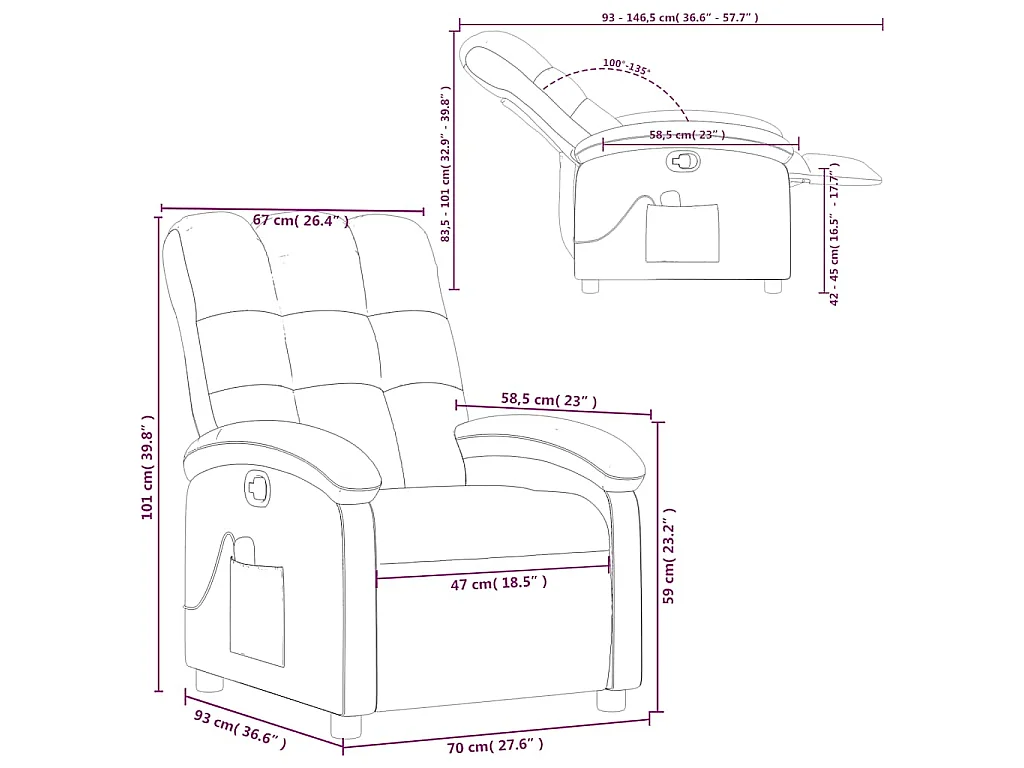 Massagestoel verstelbaar stof taupe