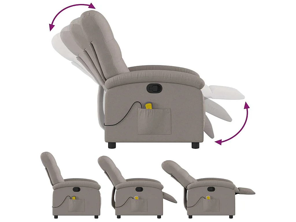 Fauteuil de massage inclinable Taupe Tissu