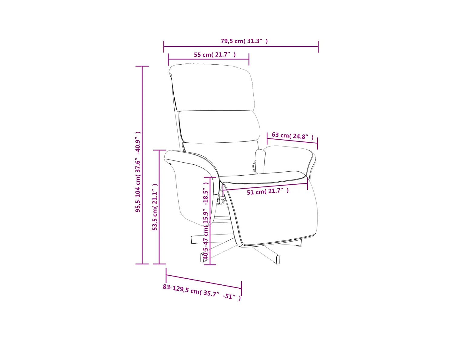 Fauteuil inclinable de massage avec repose-pieds noir tissu