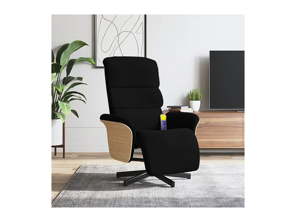 Fauteuil inclinable de massage avec repose-pieds noir tissu