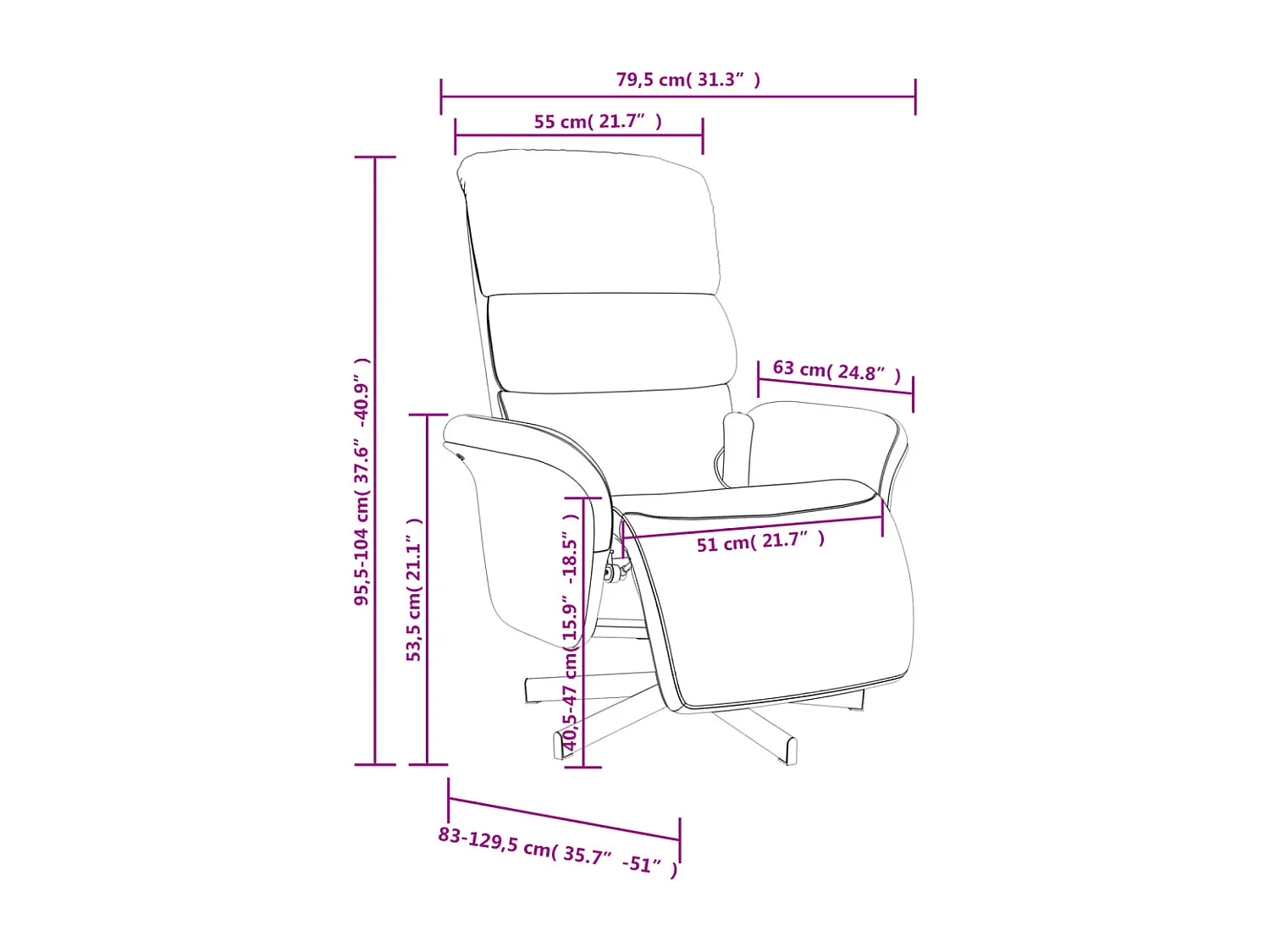 Fauteuil inclinable de massage avec repose-pieds noir tissu