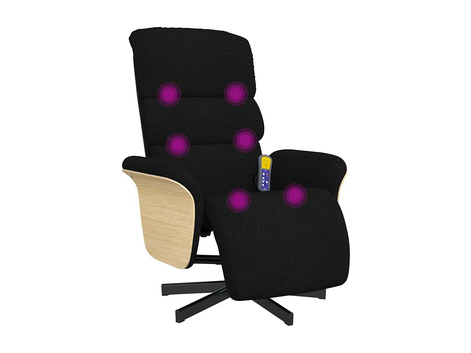 Fauteuil inclinable de massage avec repose-pieds noir tissu