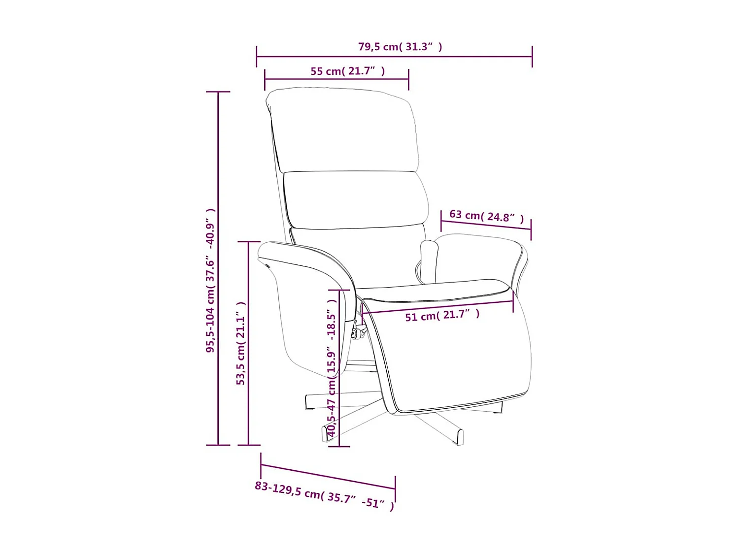 Fauteuil inclinable de massage avec repose-pieds noir tissu