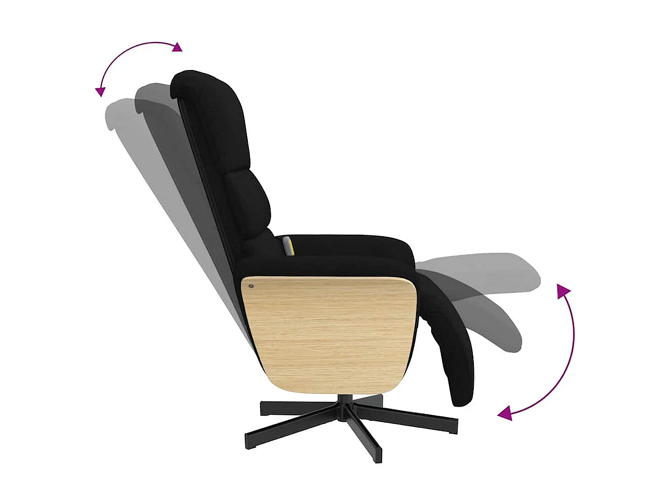 Fauteuil inclinable de massage avec repose-pieds noir tissu