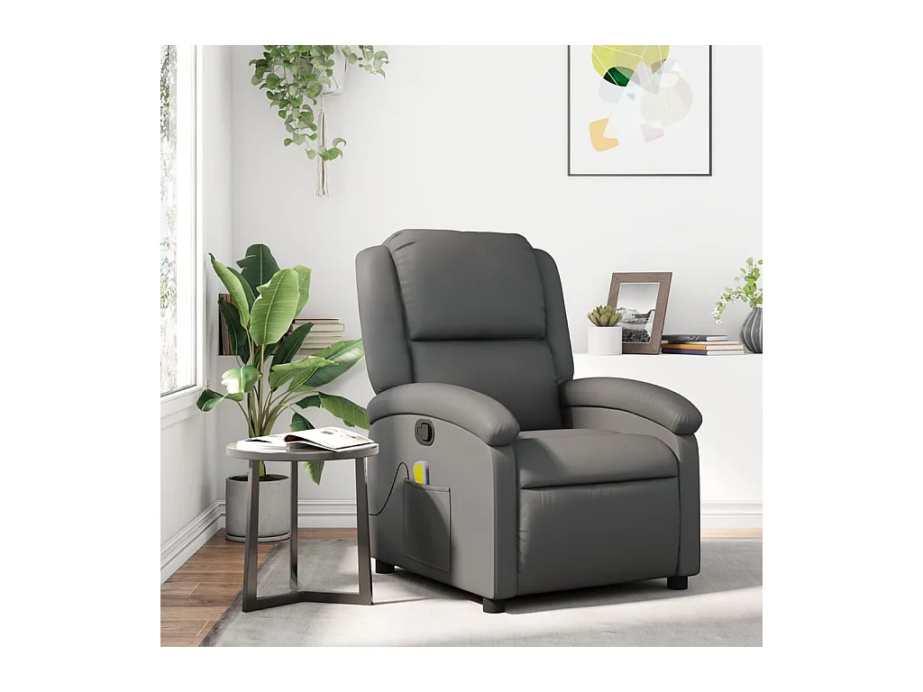 Fauteuil de massage inclinable Gris Similicuir