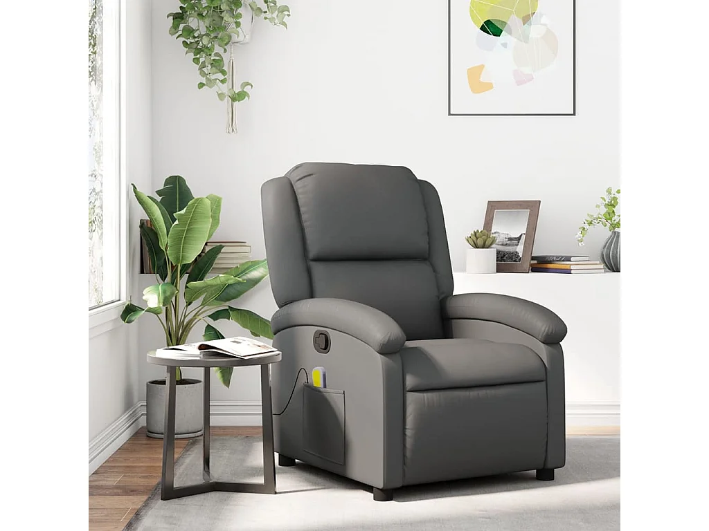 Fauteuil de massage inclinable Gris Similicuir