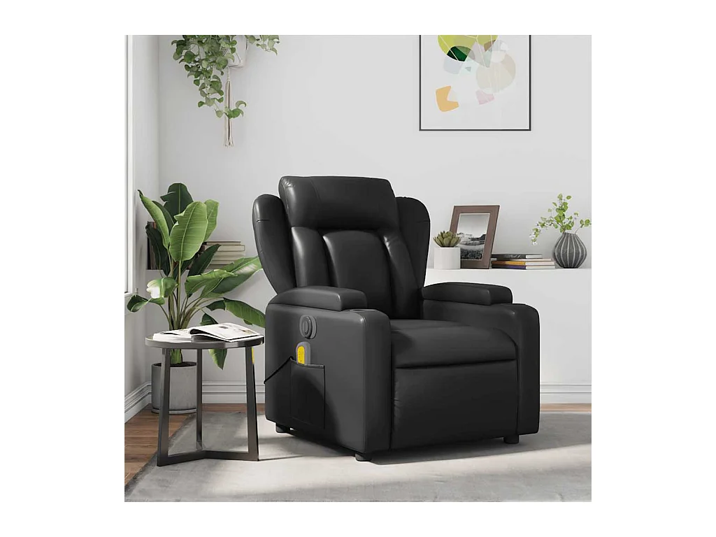 Fauteuil de massage inclinable Noir Similicuir