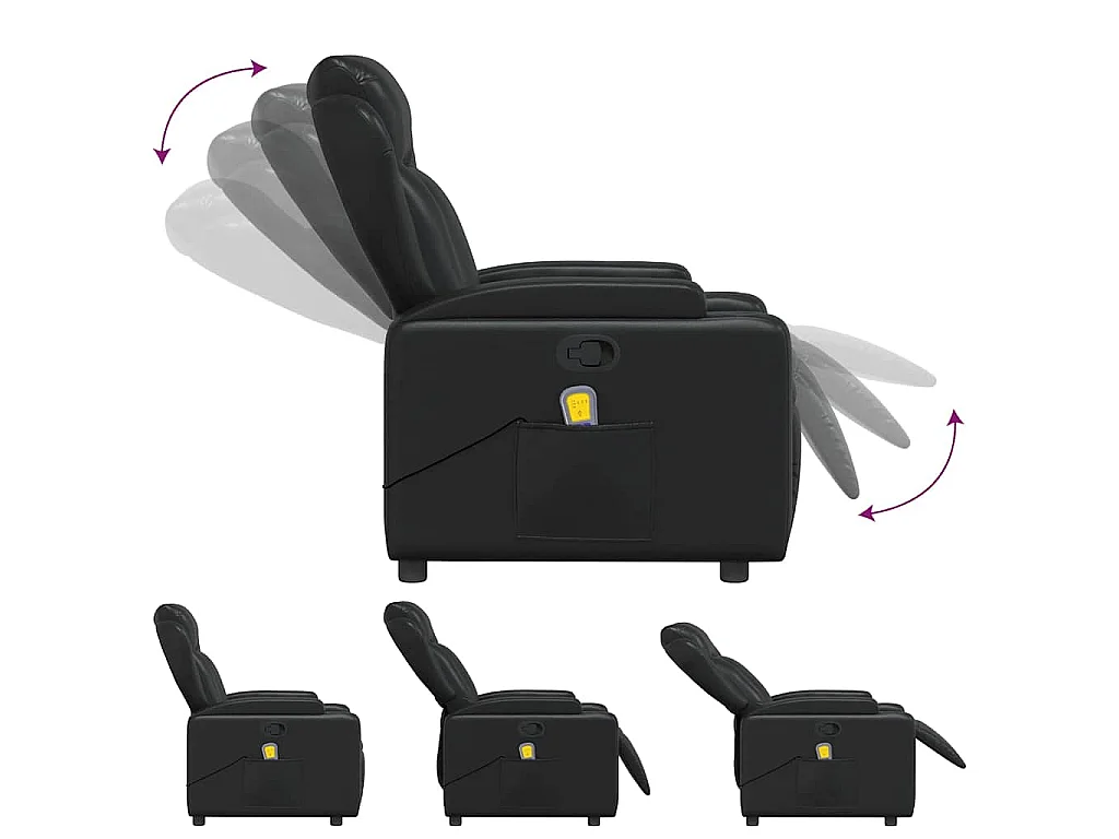Fauteuil de massage inclinable Noir Similicuir