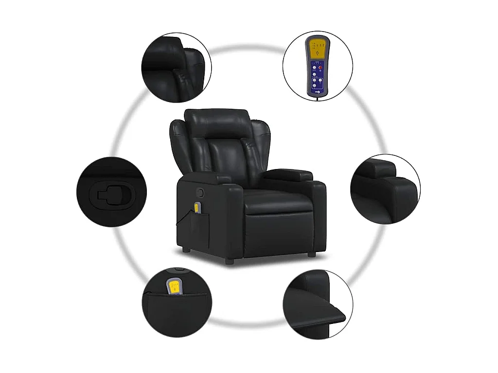 Fauteuil de massage inclinable Noir Similicuir