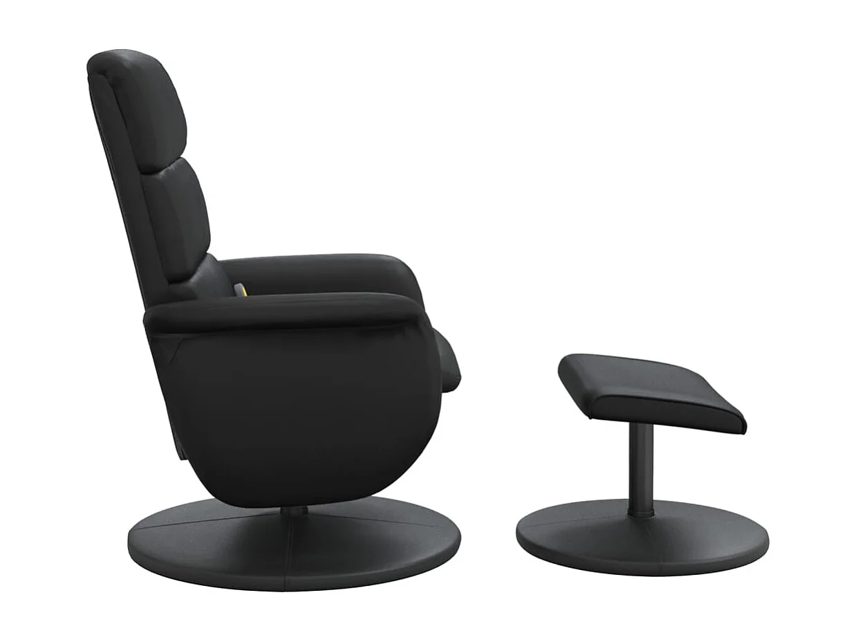 Fauteuil inclinable de massage avec repose-pied noir similicuir