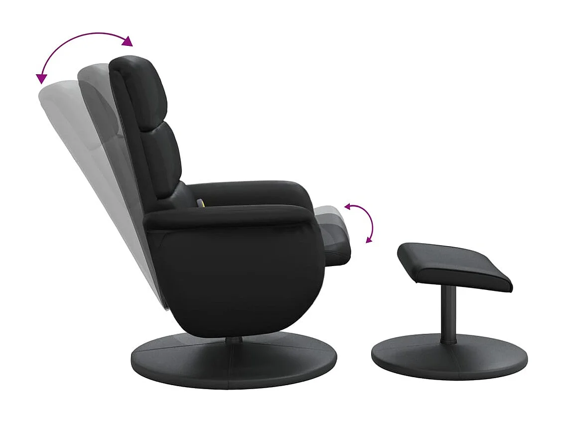 Fauteuil inclinable de massage avec repose-pied noir similicuir