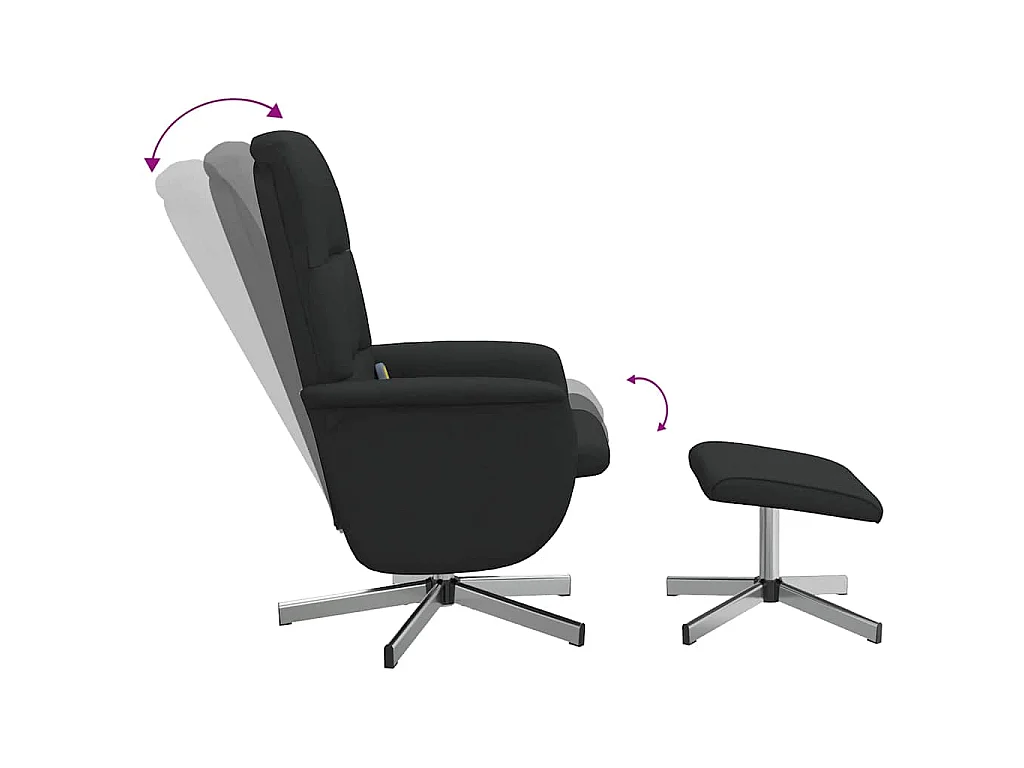 Fauteuil de massage inclinable avec repose-pied noir tissu