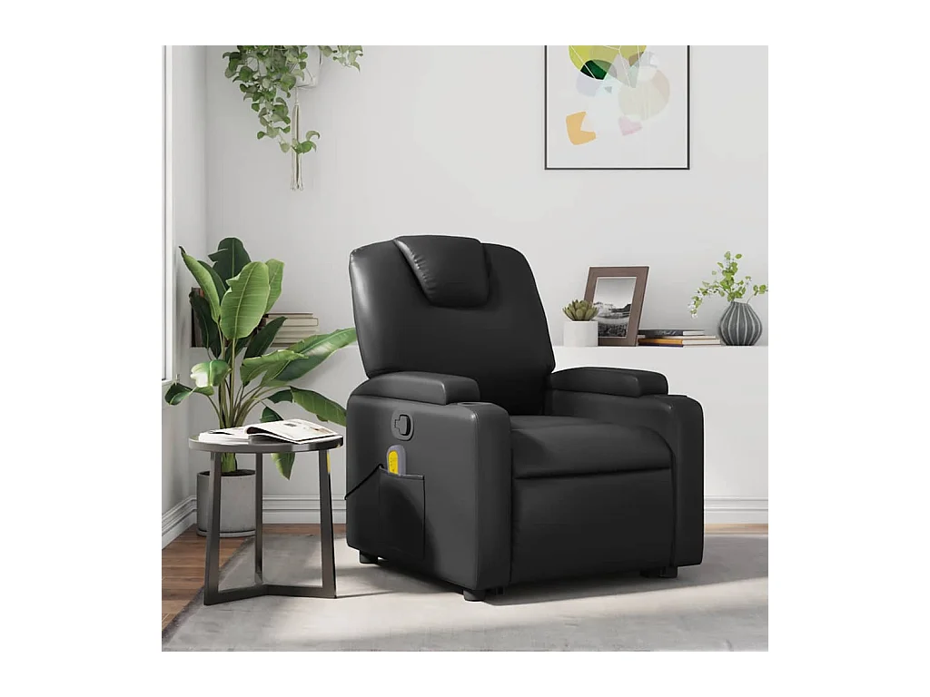 Fauteuil de massage inclinable Noir Similicuir