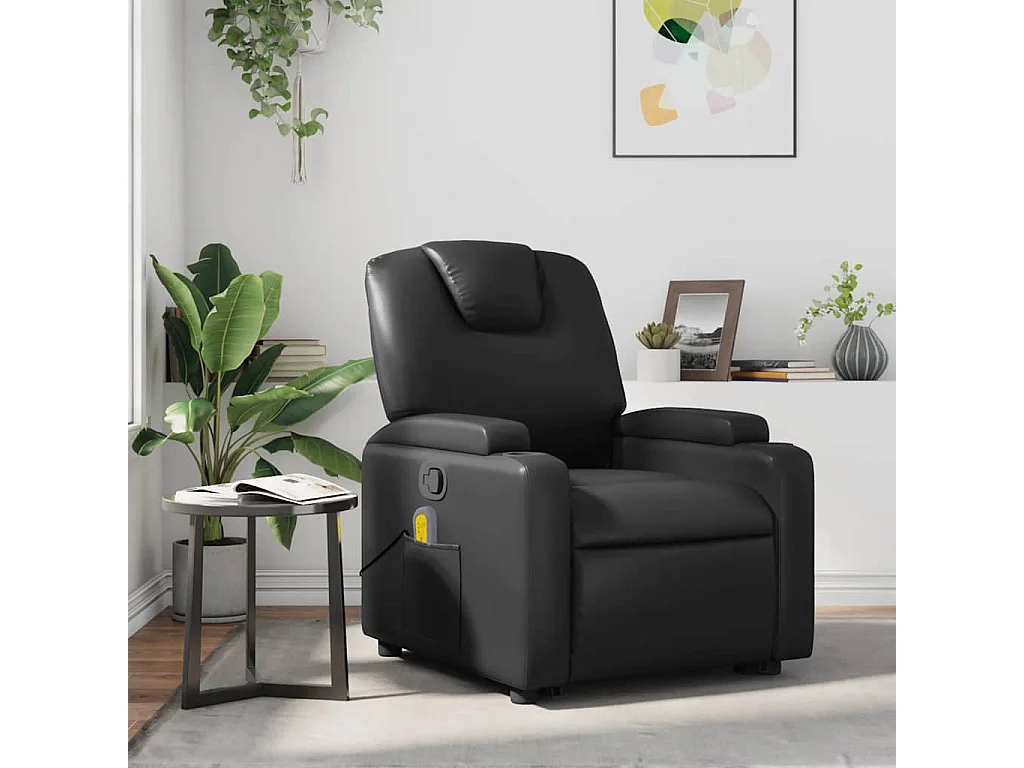 Fauteuil de massage inclinable Noir Similicuir