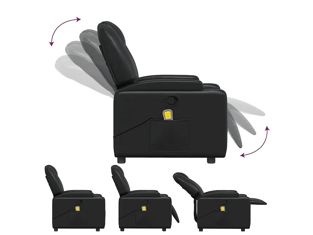 Fauteuil de massage inclinable Noir Similicuir