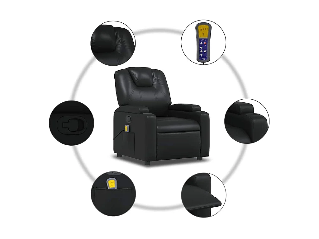 Fauteuil de massage inclinable Noir Similicuir