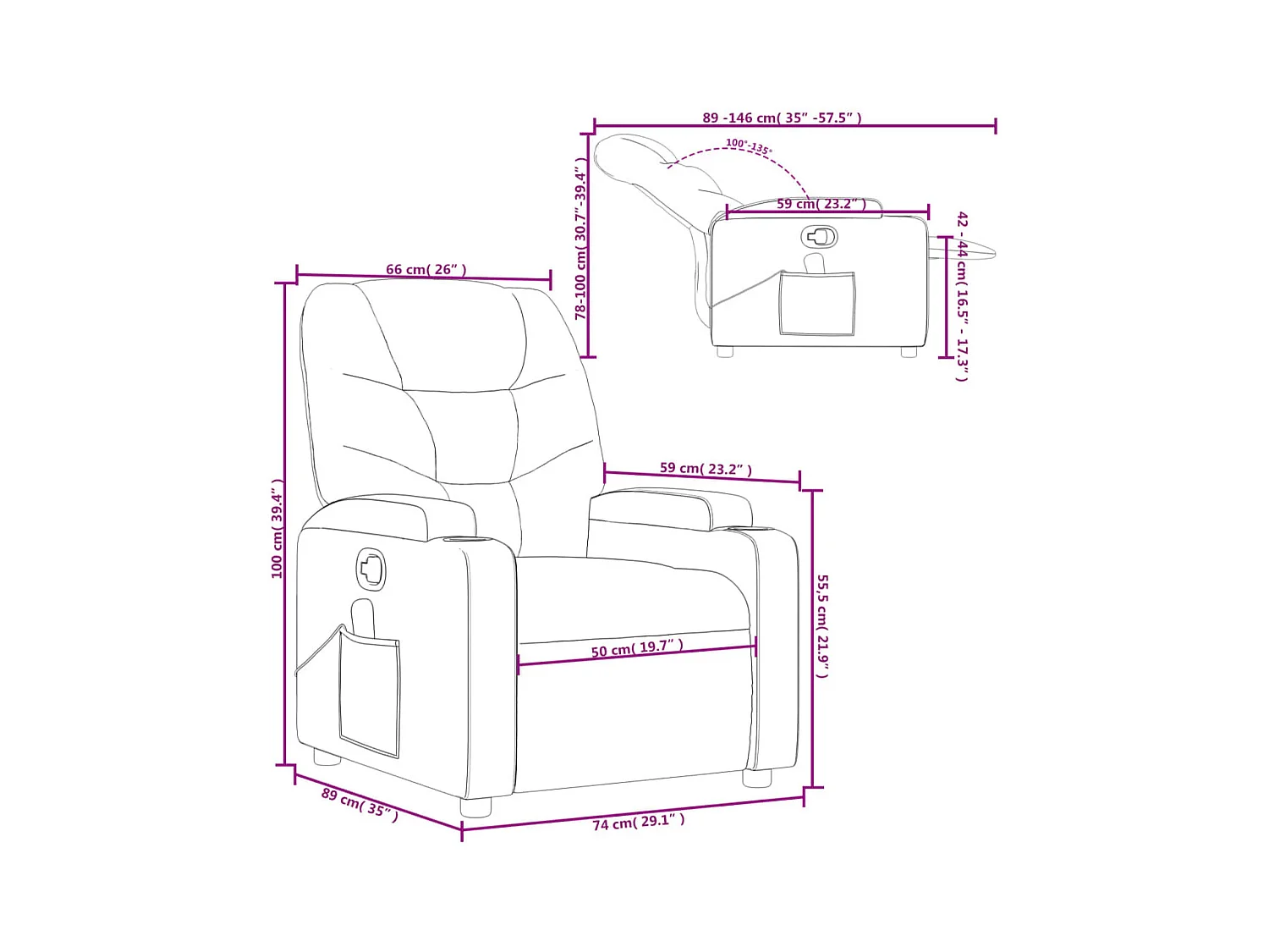 Fauteuil de massage inclinable Rouge bordeaux Similicuir