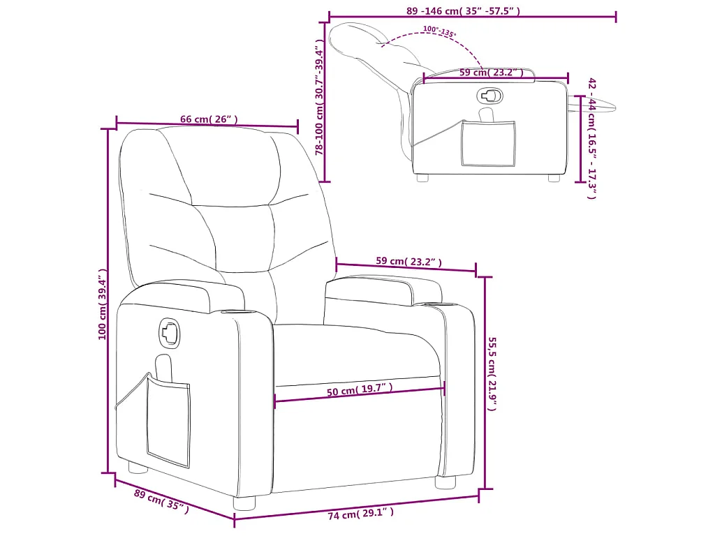 Massagestoel verstelbaar kunstleer wijnrood