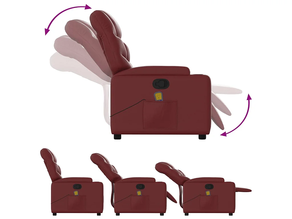 Massagestoel verstelbaar kunstleer wijnrood