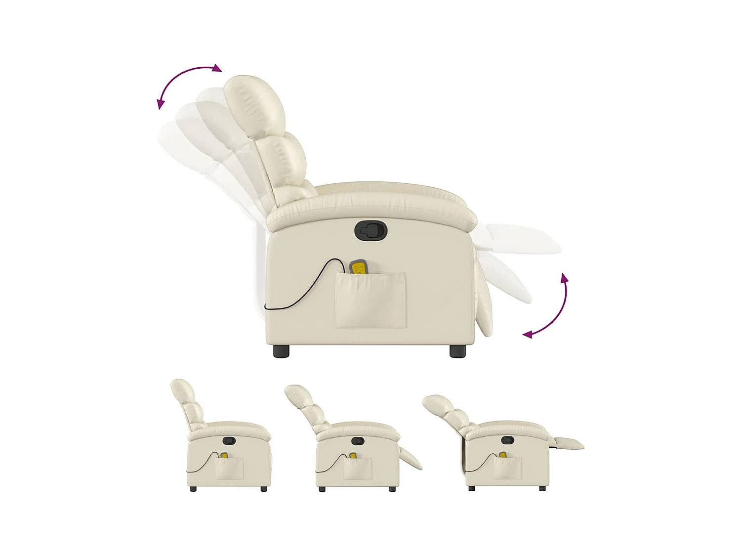 Fauteuil inclinable de massage Crème Similicuir