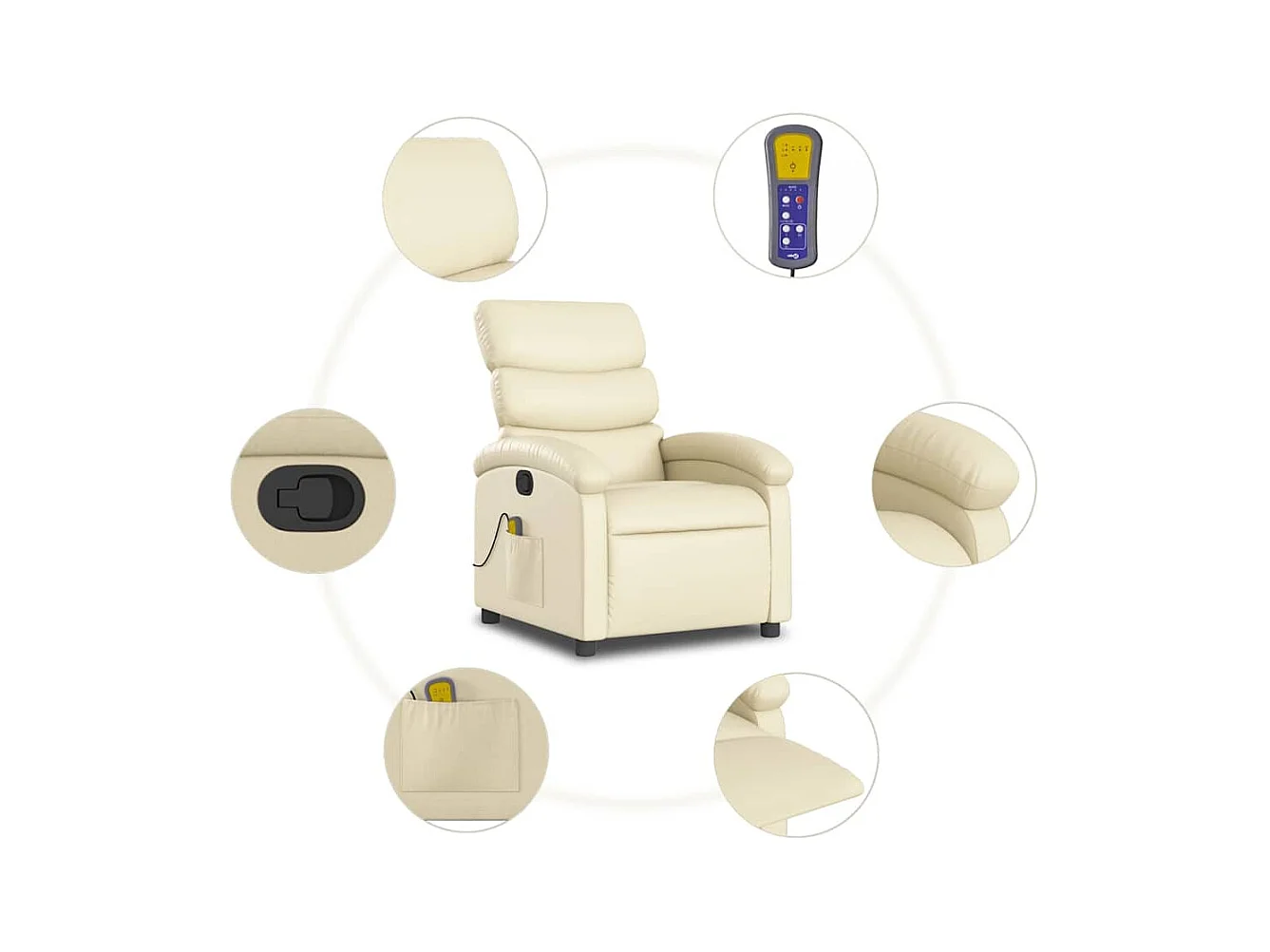 Fauteuil inclinable de massage Crème Similicuir