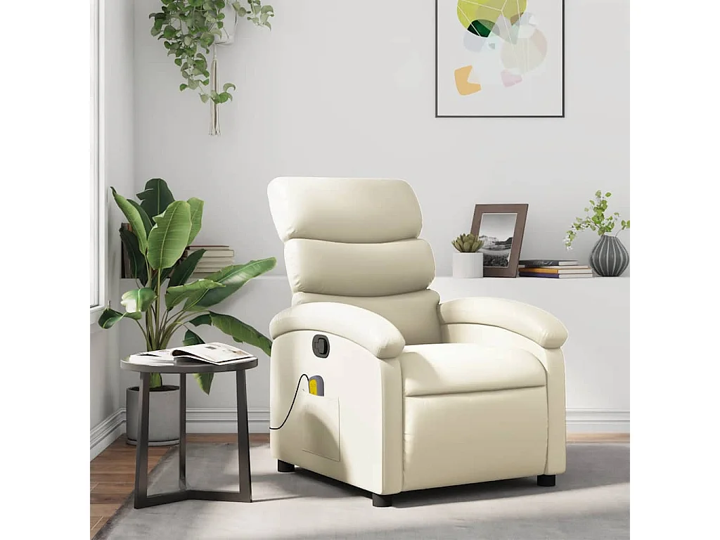 Fauteuil inclinable de massage Crème Similicuir