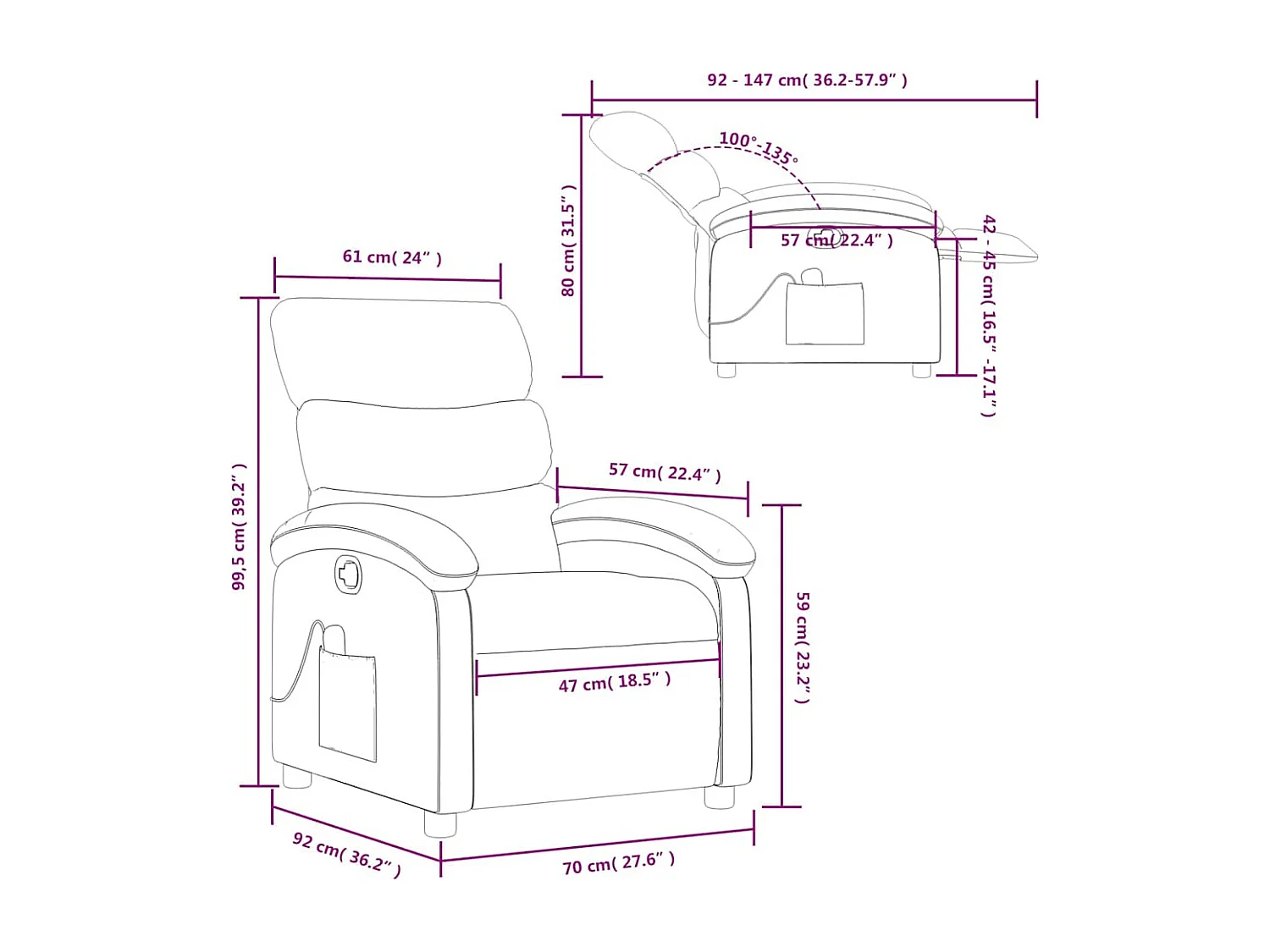 Fauteuil inclinable de massage Crème Similicuir