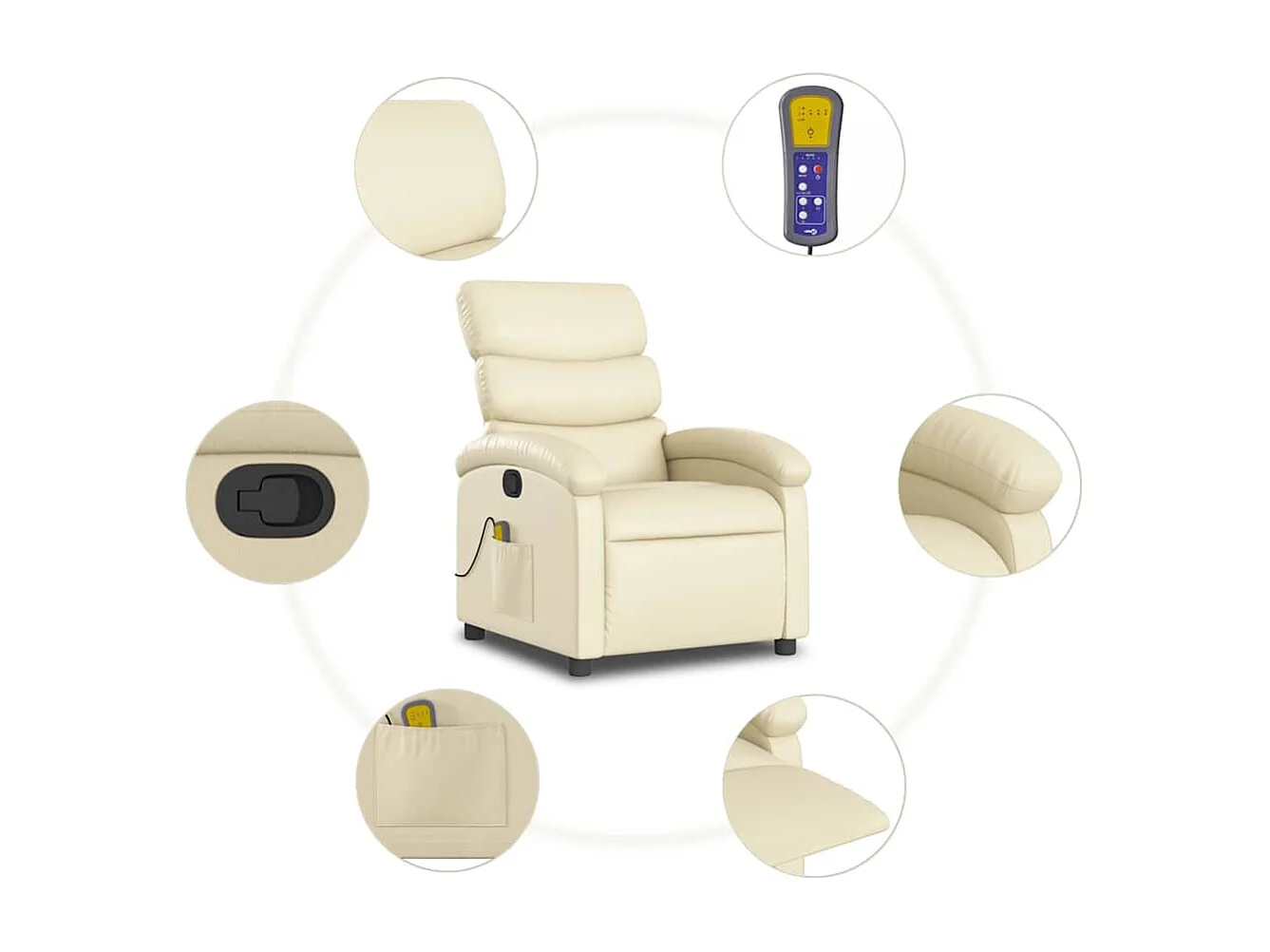 Fauteuil inclinable de massage Crème Similicuir