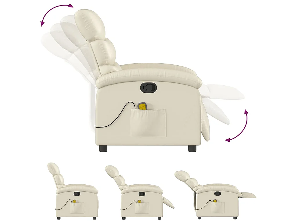 Fauteuil inclinable de massage Crème Similicuir