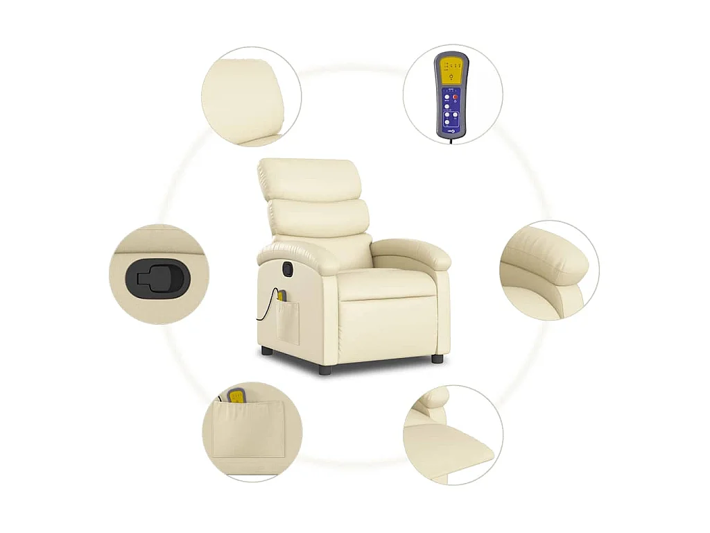 Fauteuil inclinable de massage Crème Similicuir