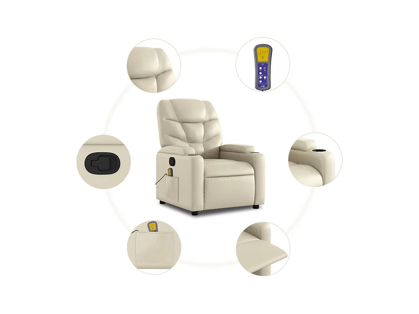 Massagesessel Creme Kunstleder