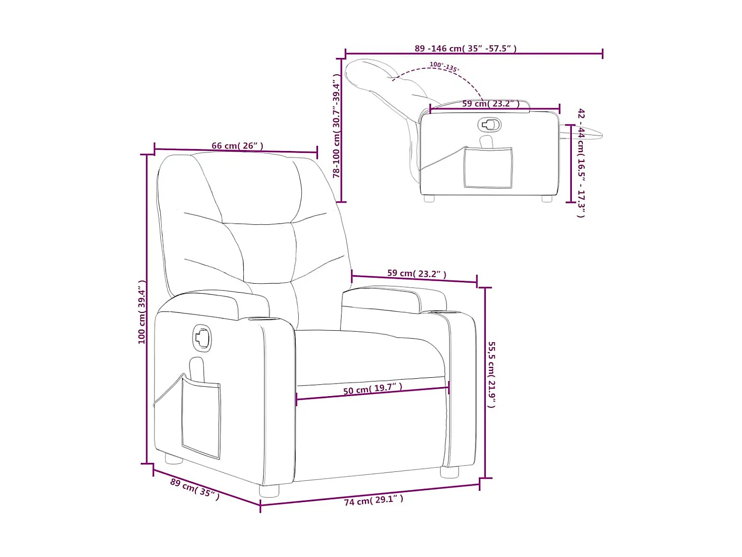Fauteuil inclinable de massage Crème Similicuir