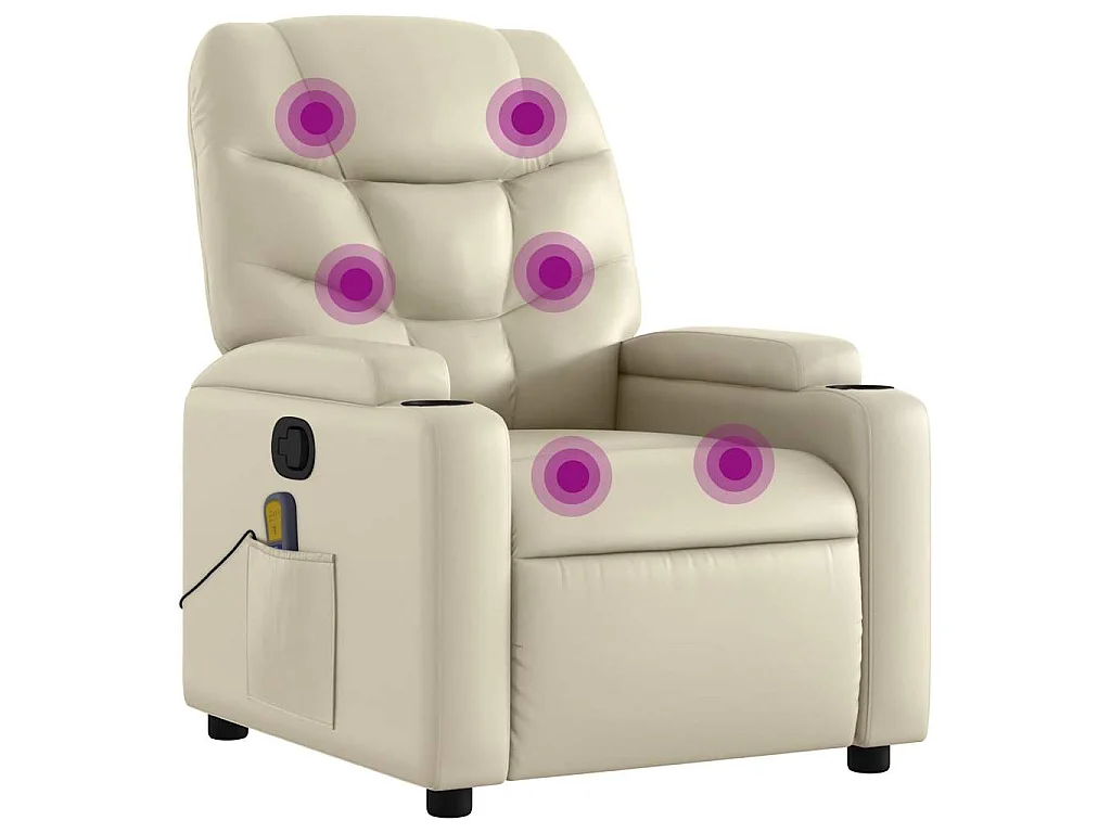 Fauteuil inclinable de massage Crème Similicuir