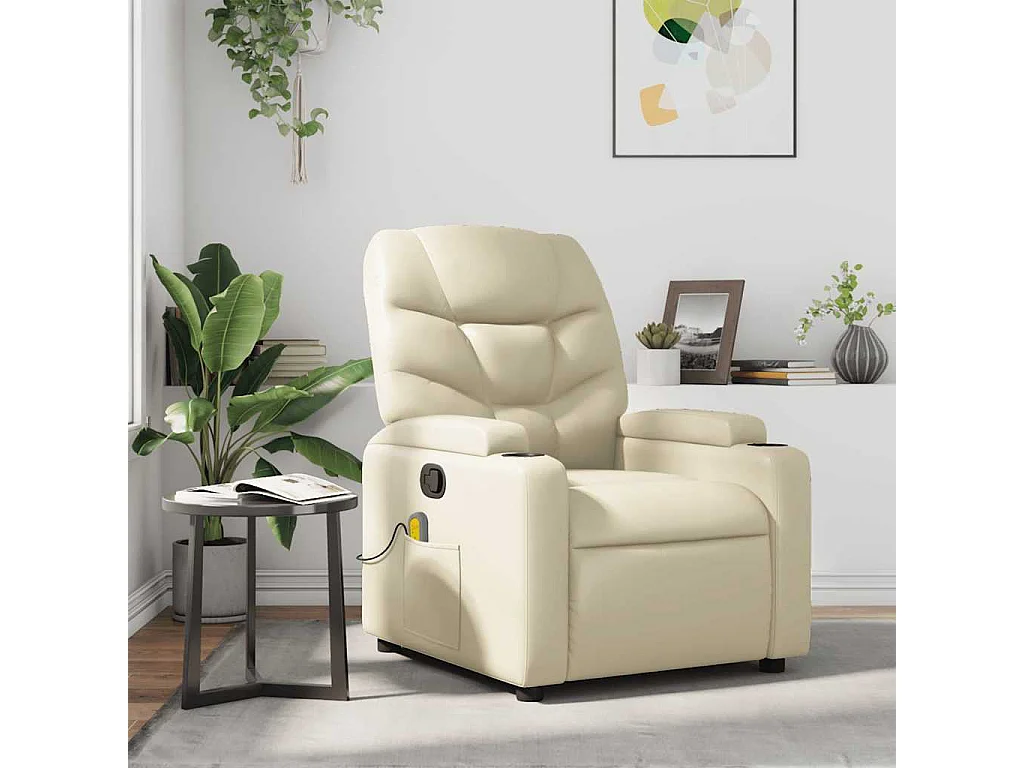 Fauteuil inclinable de massage Crème Similicuir