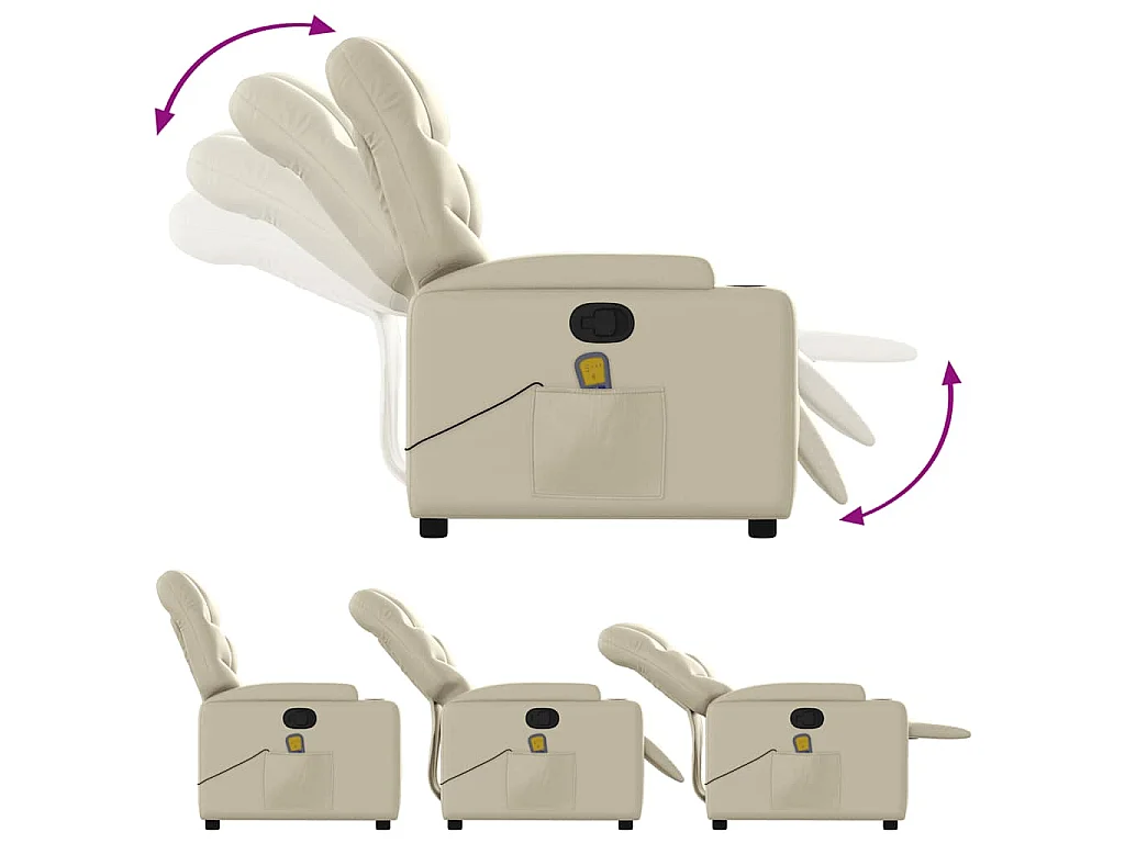 Fauteuil inclinable de massage Crème Similicuir