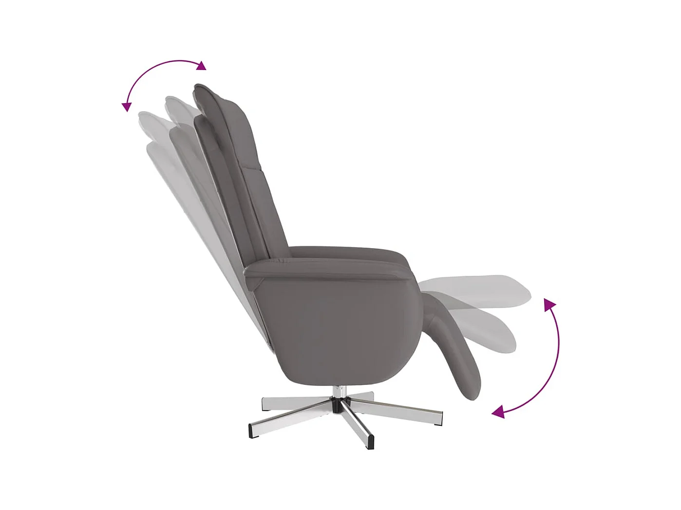 Fauteuil inclinable de massage repose-pieds gris similicuir