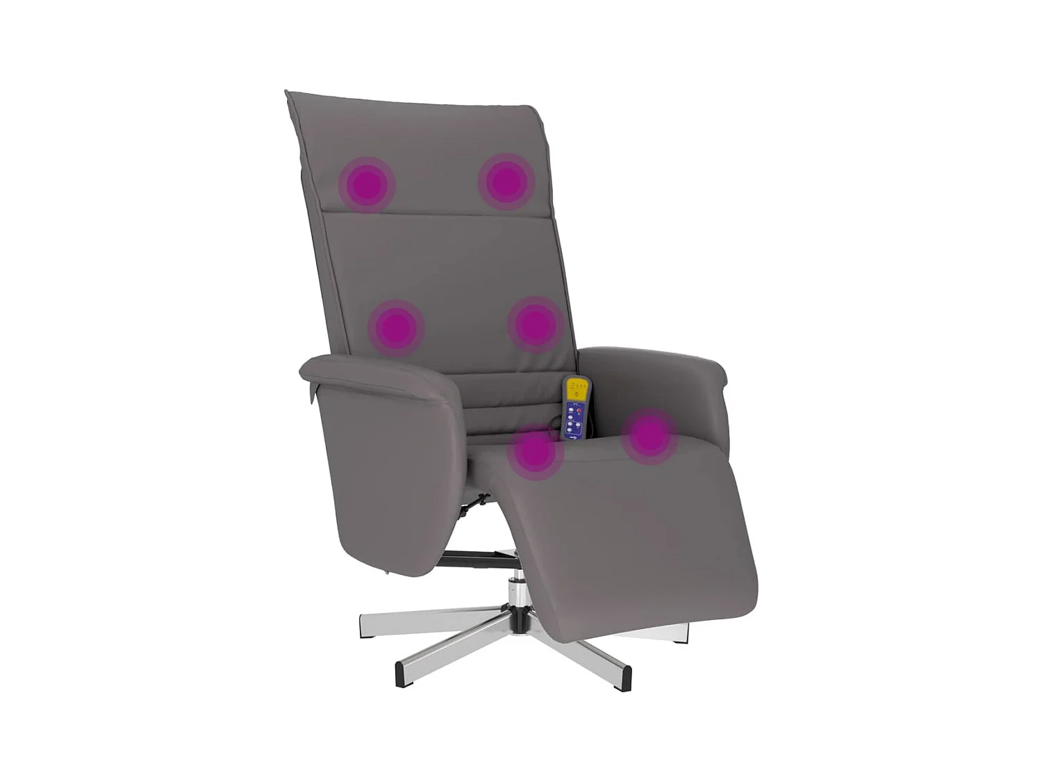 Fauteuil inclinable de massage repose-pieds gris similicuir