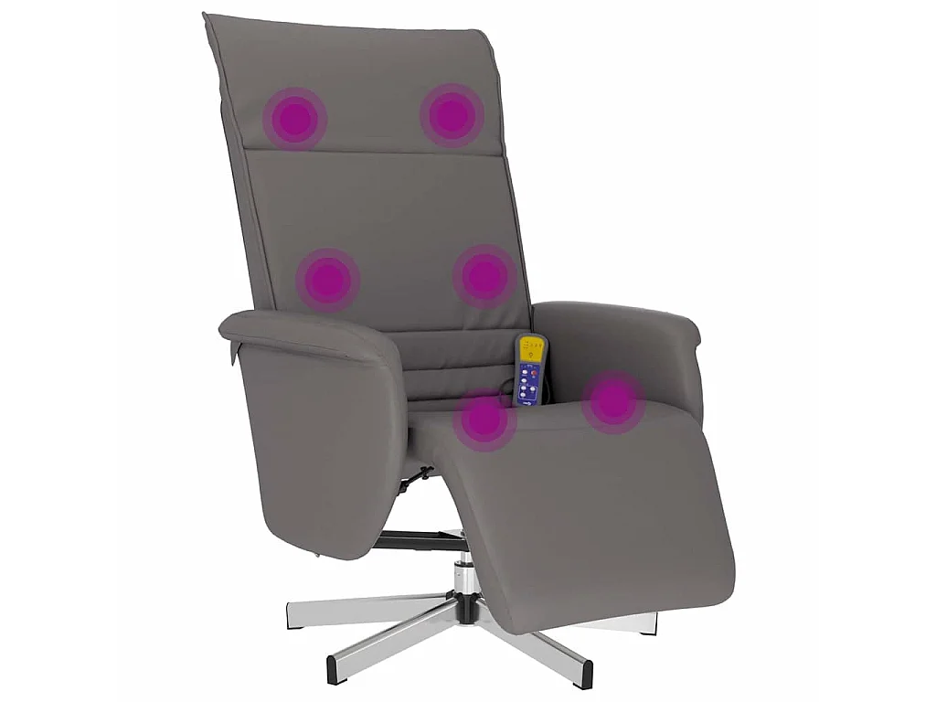 Massagesessel mit Fußteil Grau Kunstleder