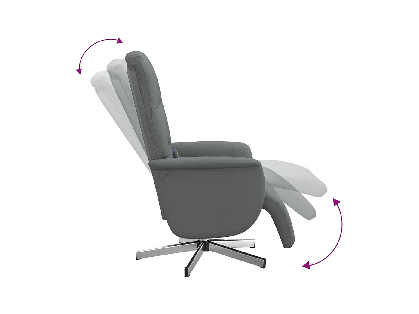 Fauteuil inclinable de massage et repose-pieds gris foncé tissu