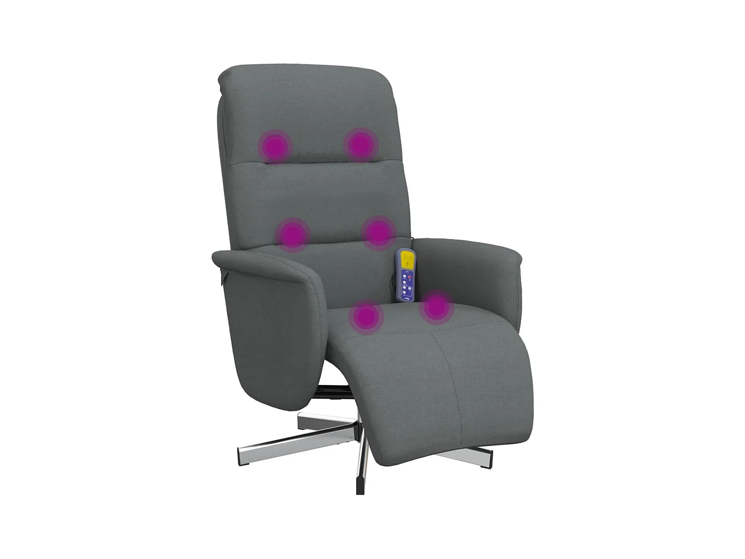Fauteuil inclinable de massage et repose-pieds gris foncé tissu