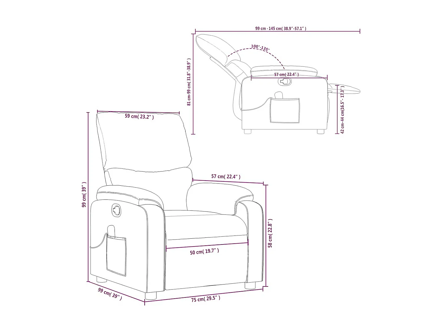 Fauteuil inclinable de massage Crème Similicuir