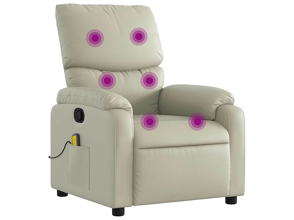Fauteuil inclinable de massage Crème Similicuir