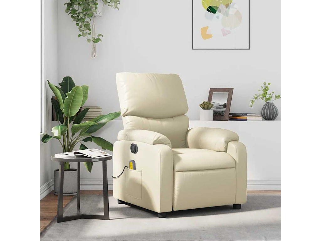 Fauteuil inclinable de massage Crème Similicuir