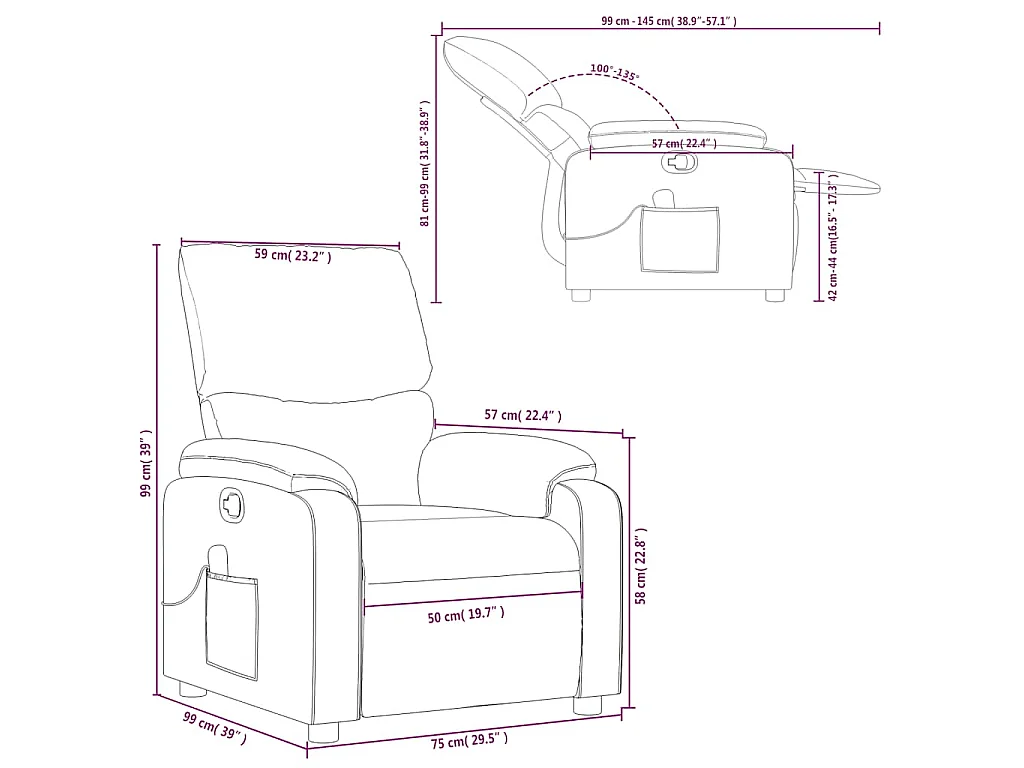 Fauteuil inclinable de massage Crème Similicuir