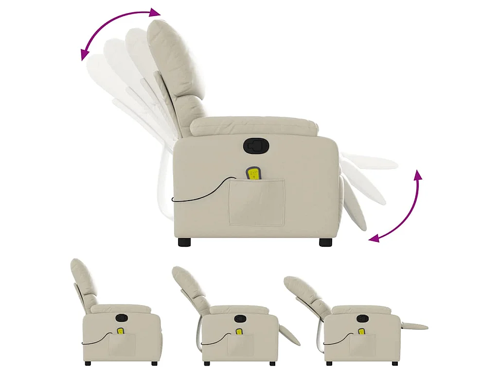 Fauteuil inclinable de massage Crème Similicuir