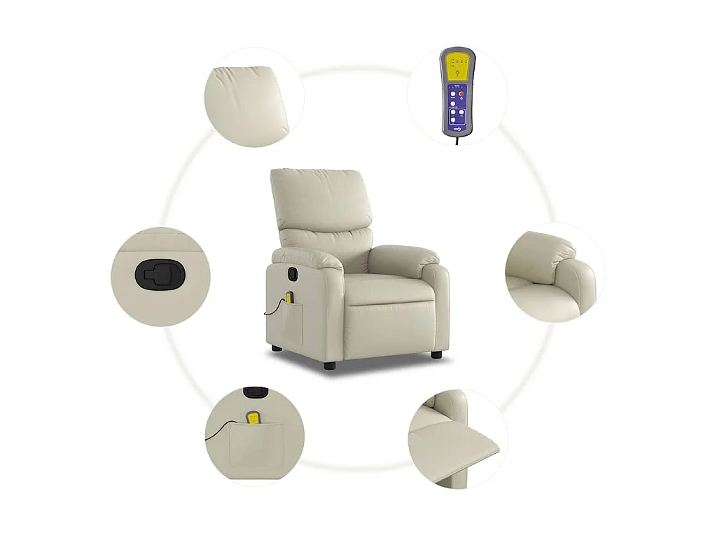 Fauteuil inclinable de massage Crème Similicuir
