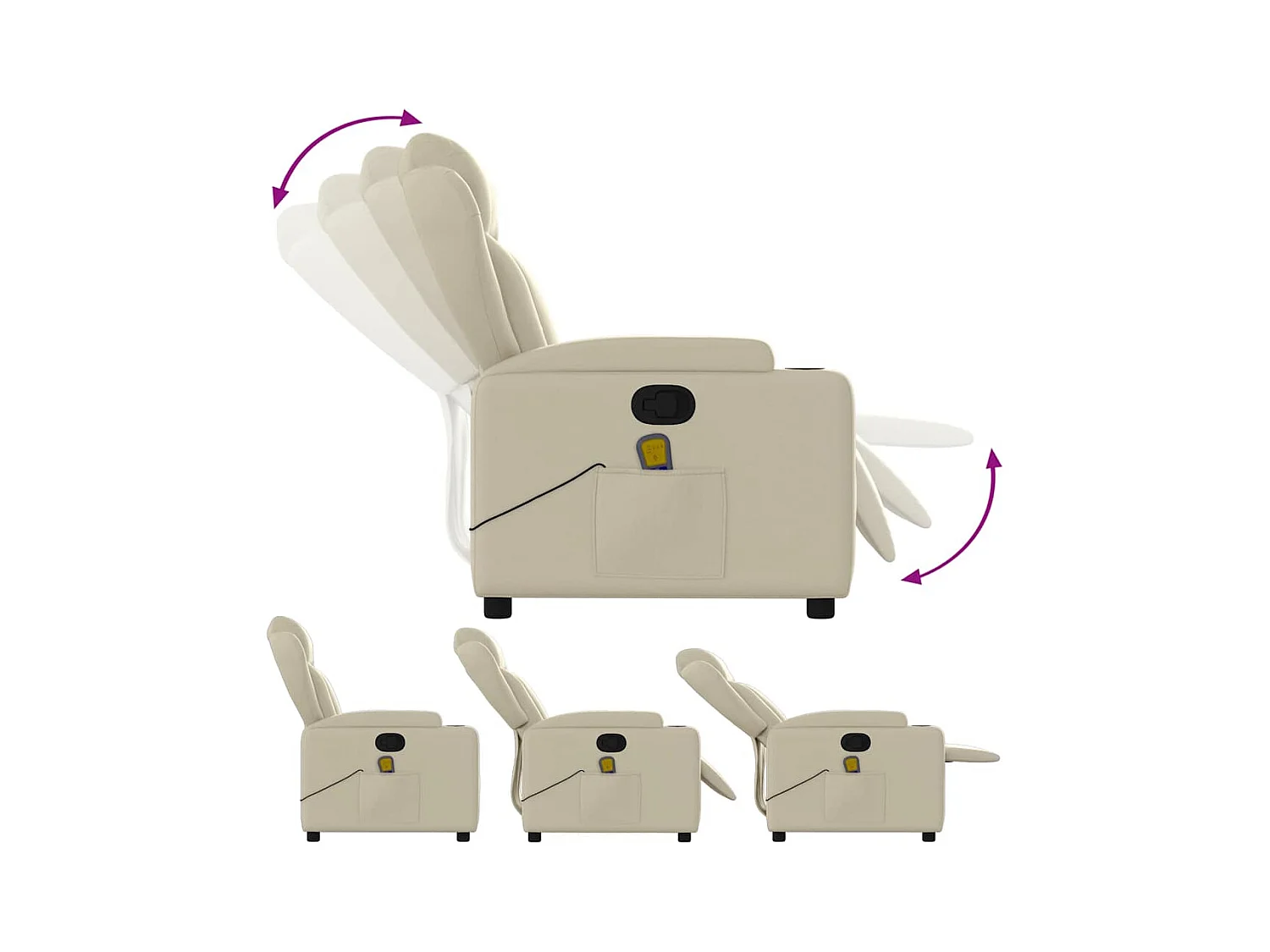 Massagestoel verstelbaar kunstleer crème