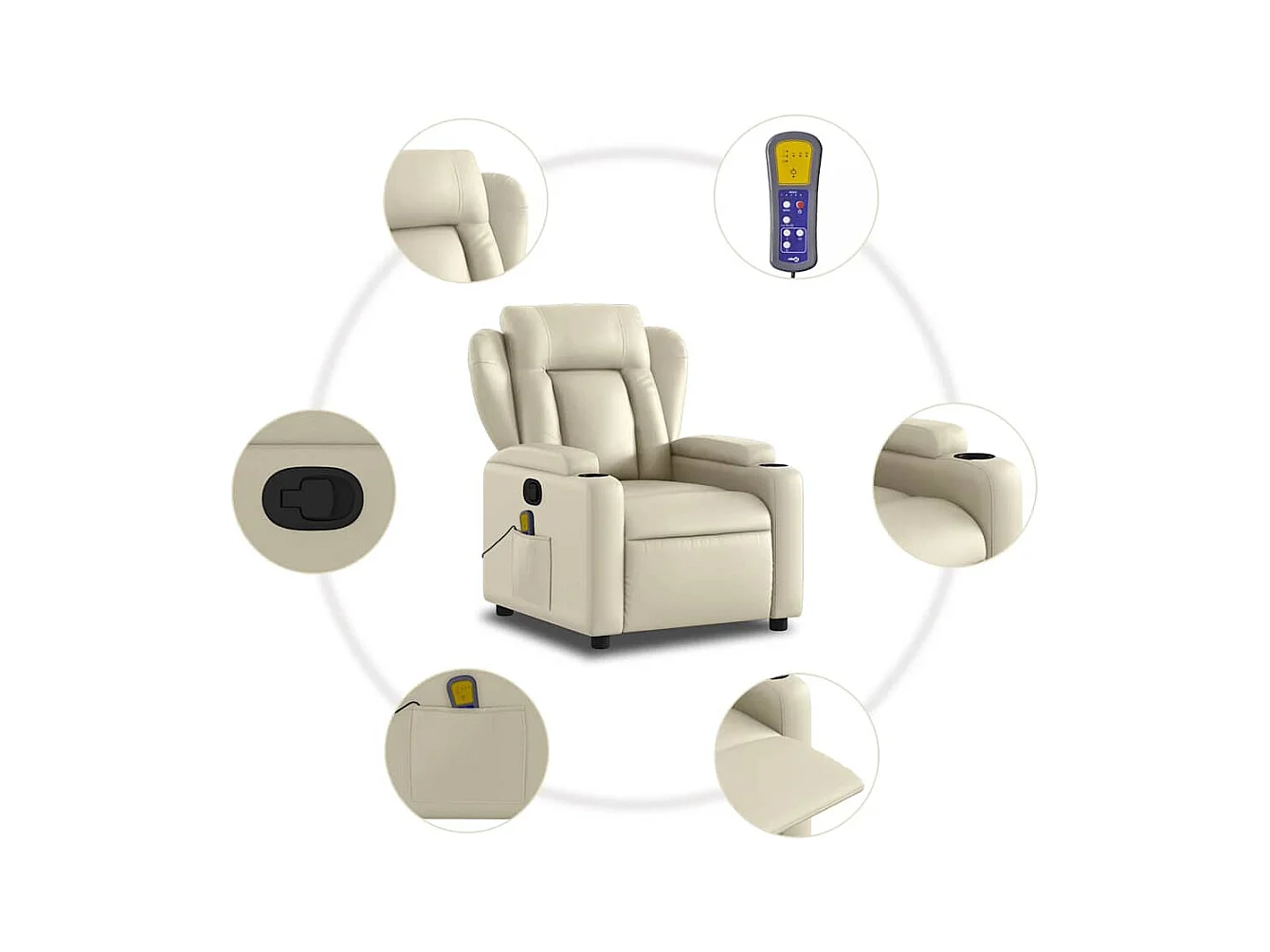 Massagestoel verstelbaar kunstleer crème