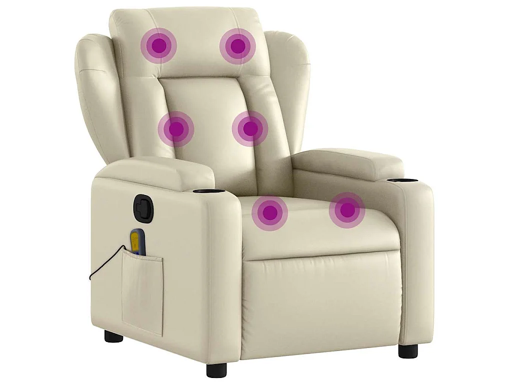 Fauteuil inclinable de massage Crème Similicuir