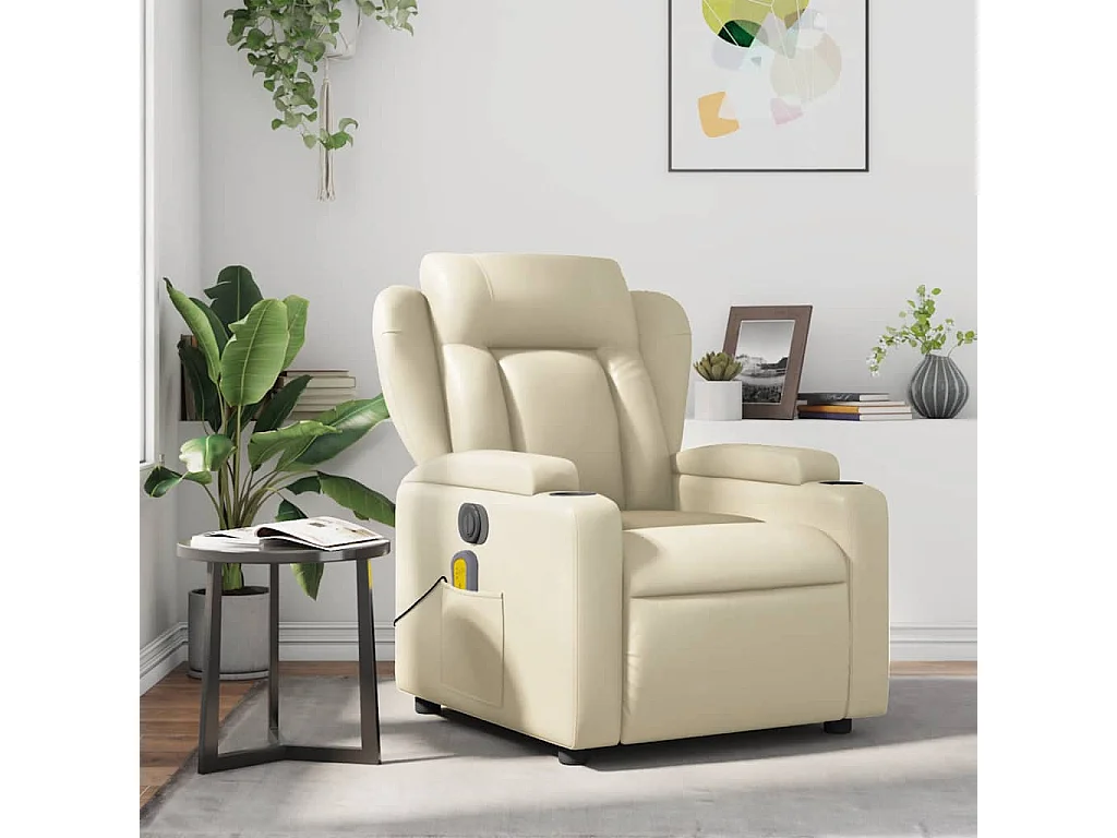 Fauteuil inclinable de massage Crème Similicuir